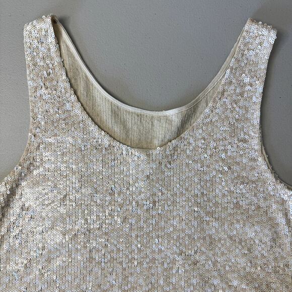 J. Crew Champagne/Cream Sequined Tank Top Women's Medium - Picture 7 of 7